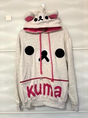 Rilakkuma hoodie grey pink kawaii harajuku hoodie L SAN-X Sanrio hello kitty